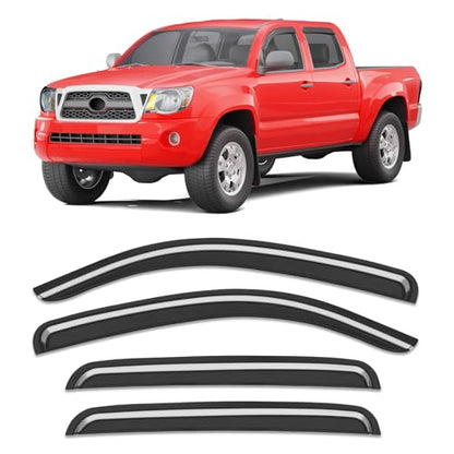 Tape-on Rain Guards Fit for Toyota Tacoma 2005-2015 Double Cab Extra-Thick Window Rain Guard Window Deflectors Window Vent Visors Truck Vent Shades Exterior Car Accessories-4PCS - size: Fit for 2005-2015 Toyota Tacoma Double Cab