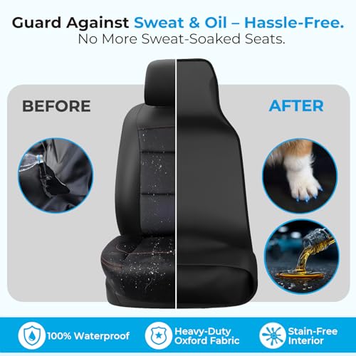 Waterproof Front Car Seat Covers Black - Washable Front Car Seat Protectors with Anti Slip Bottom - Durable Auto Seat Cushions Universal Fit for Vehicles Cars SUV Trucks - color: Front Seat Black