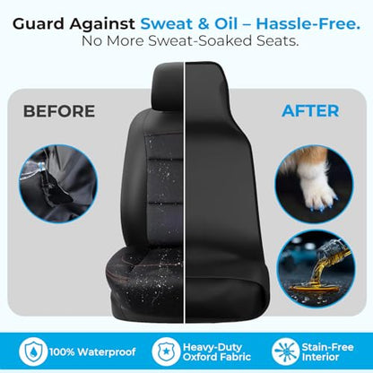 Waterproof Front Car Seat Covers Black - Washable Front Car Seat Protectors with Anti Slip Bottom - Durable Auto Seat Cushions Universal Fit for Vehicles Cars SUV Trucks - color: Front Seat Black