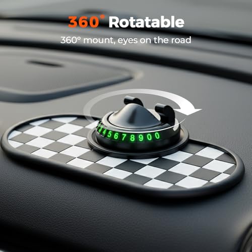 Mobile Phone Bracket Anti-Slip Mat,2026 New Multifunction Car Dashboard Mat with Temporary Parking Number Sticker,Universal Car Organizer Non-Sticky Pad for Phones Sunglasses Keys Gadgets (White) - color: White