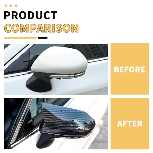 MAXDOM Side Mirror Caps Compatible with Toyota Camry (Carbon Fiber Pattern-Ox Horn Style, 2018-2025) - color: Carbon Fiber Pattern-Ox Horn Style