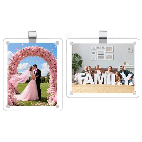 2 Pack Magnetic Car Visor Photo Holder – Personalized Acrylic Clip for Family, Pets, Travel Pictures – Easy Snap-On Car Accessory for Sun Visor (2 Pack, 3.5''x4.4'') - style: 2 Pack 3.5x4.4in