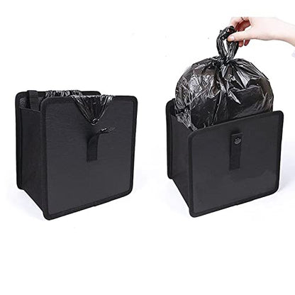 2 Pcs Large Size Car Backseat Organizer with 1 Pcs Trash Garbage Bag, Clear Screen Tablet Holder and 9 Storage Pockets,Foldable Seat Back Protectors for Toys Drinks Book ,Travel Accessories (Black)