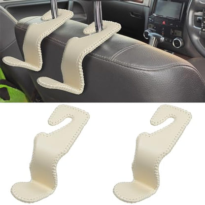 BFXM 2Pcs Car Seat Headrest Hooks, Back Seat Purse Leather Hanger Holder Hook, Magnetic Storage Organizer for Purses Handbag Grocery Bags Coats - color: 2pcs white