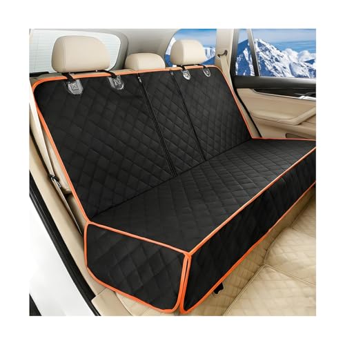 Dog Car Seat Cover for Back Seat, Waterproof Nonslip Full Protection Pets Rear Seat Protector with Side Flaps, Scratchproof Pet Auto Back Bench Cover, Universal for Vehicles (Black/Orange) - color: Black/Orange