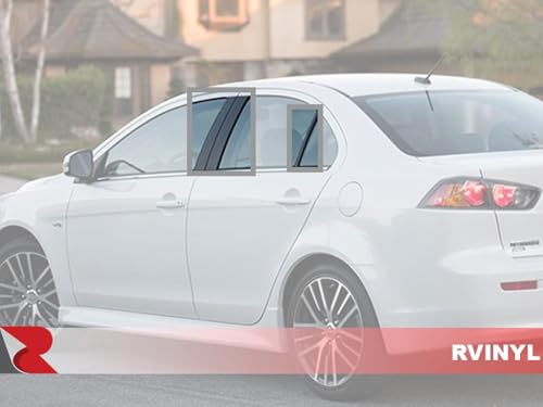 Rvinyl Pillar Post Window Trim Compatible with Mitsubishi Lancer 2008-2017 (Sedan) - Carbon Fiber 4D (Black) - color: Carbon Fiber 4d (Black)