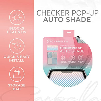 BDK Checker Gradient Car Window Sun Shade Auto Shade for Windshield Visor, Block UV Reflect Heat to Keep Your Car SUV Truck Cool Jumbo 64"x32"