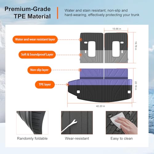 powoq Cargo Mat Compatible with 2016-2026 Dodge Durango 6&7 Seats Trunk Mat 3rd Backrest Mat Replacement for 2016-2026 Dodge Durango Accessories(Trunk Mat+3rd Row Backrest Mat) - color: Trunk Mat+3rd Row Backrest Mat