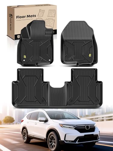 YHTAUTO Automotive Floor Mats Compatible with Honda CR-V 2017-2022 Hybrid Models, TPE All Weather Floor Liner Odorless Custom Fit Car Mats, 1st & 2nd Row, Set of 3 - size: 2017-2022