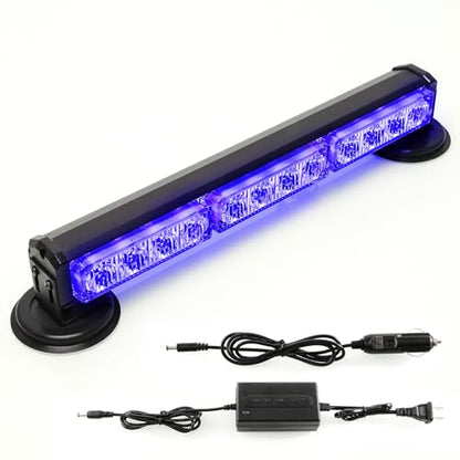 14" Blue Battery Powered Police Firefighter Emergency Strobe Lights Bar for Trucks/Vehicles Rechargeable Wireless Rooftop Mini Hazard Flashing LED Beacon Warning Light w/Magnetic Base - color: #06 Blue/Blue/Blue, size: 14 inchs
