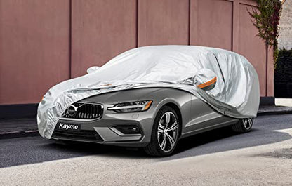 Kayme Car Covers for Automobiles Waterproof All Weather Sun Uv Rain Protection with Zipper Mirror Pocket, Suitable for Audi A4 Avant, Volvo V50 V60 V70, etc. Fit Station Wagon (178 to 190 Inch) 2XL - size: C4 For Hatchback-Length ( 178-190 inch )