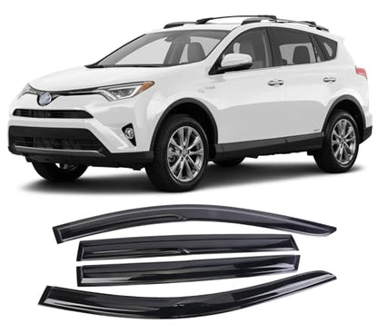 Tape-On Window Visors Deflectors Rain Guards 4 Piece Set ‎Compatible with 2013-2018 Toyota Rav4 94992 - size: 2013-2018 Toyota Rav4
