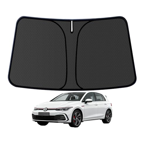 Customized Windshield Sun Shade for VW Golf Mk8 GTI R 2022-2025 Blocks UV Rays Accessories,1:1 Tailored Foldable Thickened Wear-Resistant Front Window Sunshade Visor,Keeps Your Car Cooler - size: FOR VW Golf Mk8 2022-2025