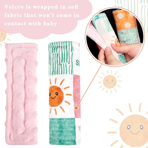 SWESEN Car Seat Strap Cover for Babies, Soft Car Seat Belt Covers, Mink Car Seat Strap Shoulder Pads Girls, Plaid & Sun - color: Sunshine