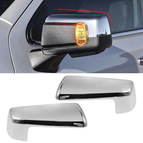 Compatible with Chevy Silverado 1500 GMC Sierra 1500 Side Mirror Cover 2019 2020 2021 2022 2023 2024 2025, Chrome Left & Right Side View Mirror Cover Replacement for Silverado 1500 Accessories - color: Chrome