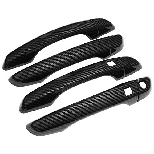 NewYall Carbon Fiber Exterior Door Handle Cover Trim with Keyless Holes for Hyundai Elantra 2017-2019 Front Rear Left Driver Right Passenger Side