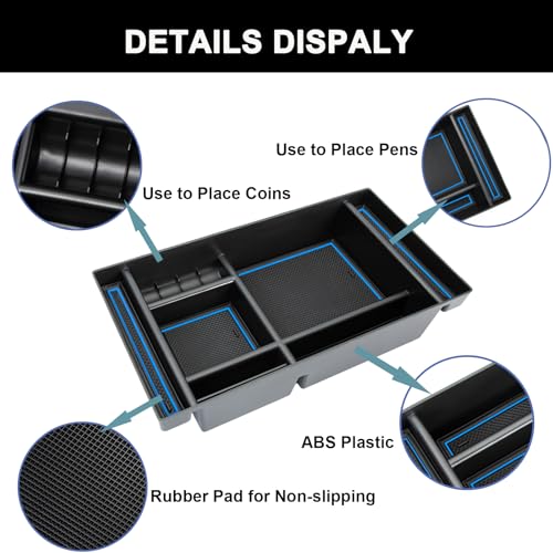 PIMCAR Center Console Organizer Compatible with 2019-2022 Chevy Silverado 1500/GMC Sierra 1500 & 2020-2023 Chevy Silverado/GMC Sierra 2500 HD/3500 HD (Full Console w/Bucket Seats ONLY) Blue Trim - color: 19-22 1500 & 20-23 2500HD & 3500HD Blue