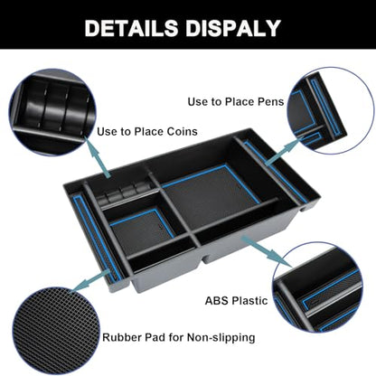 PIMCAR Center Console Organizer Compatible with 2019-2022 Chevy Silverado 1500/GMC Sierra 1500 & 2020-2023 Chevy Silverado/GMC Sierra 2500 HD/3500 HD (Full Console w/Bucket Seats ONLY) Blue Trim - color: 19-22 1500 & 20-23 2500HD & 3500HD Blue