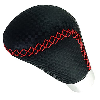 Lunsom Leather Shifter Knob R Style Shift Stick Handle Head Car Gear Lever Accessory for Most Manual Transmission Vehicle (Black) - color: Red Black