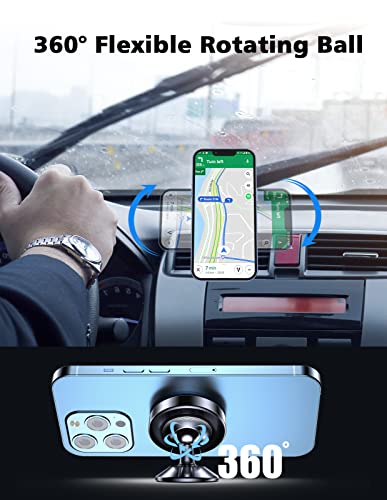 2 Pack Magnetic Phone Holder for Car, [ Strong Magnet ] Magnetic Phone Holder, [ 360° Rotation ] Phone Magnet for Car, Compatible with Most Smartphones, Must be Used with Metal Pad, Black - color: Black