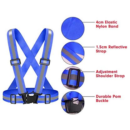 High Visibility Reflective Vest Safety Vest Running Reflective Gear Adjustable Reflective Vest for Walking,Jogging,Hiking,Night Cycling - color: Royal Blue