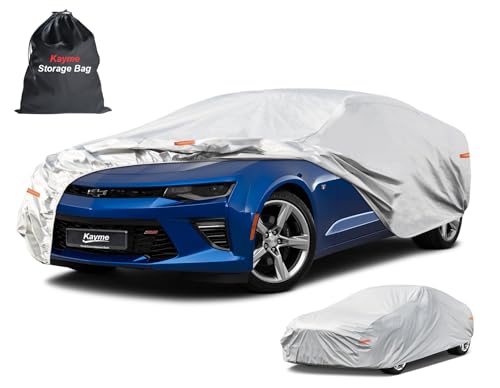 Kayme 6 Layers Car Cover Custom Fit for Chevrolet Chevy Camaro (2010-2025) Waterproof All Weather for Automobiles, Outdoor Full Cover Rain Sun UV Protection.Sliver - size: 14. Custom Fit Chevrolet Camaro