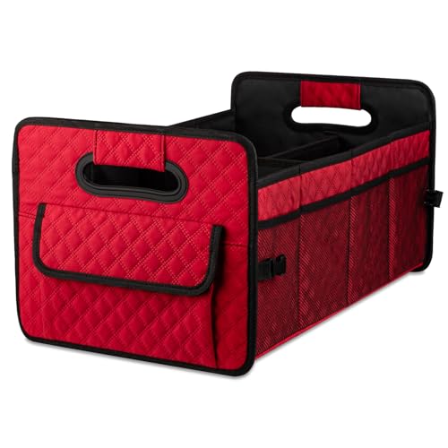 JiatuA Car Trunk Organizers and Storage for SUV, Collapsible Multi Compartment Container Box Adjustable Car Accessories for Women Men, Red - color: Red, size: Standard