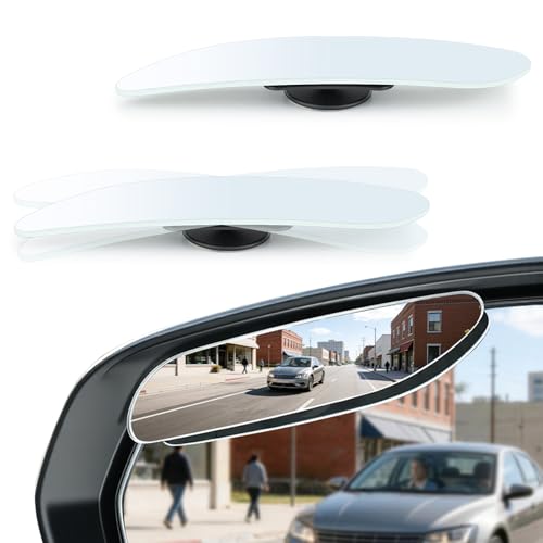 LivTee Long Blind Spot Mirror, Strip HD Glass Frameless Convex Rear View Mirrors Exterior Accessories with Wide Angle Adjustable Stick for Car SUV and Trucks, Pack of 2 - color: Strip, size: Adhesive Mount