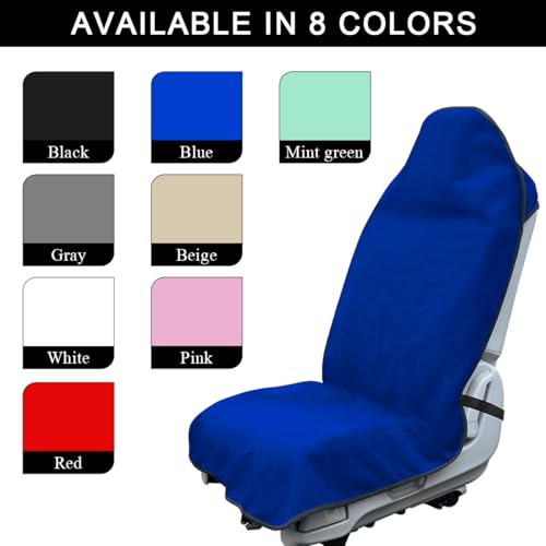 DXNQ 2PCS Car Towel Seat Cover, Waterproof Sweating Non-Slip Premium Soft Towel Carseat Protector, Universal Machine Washable Car Truck SUV Front Seat Cover for Gym Workout Beach Hiking (Blue) - color: Blue, 2pcs, Front