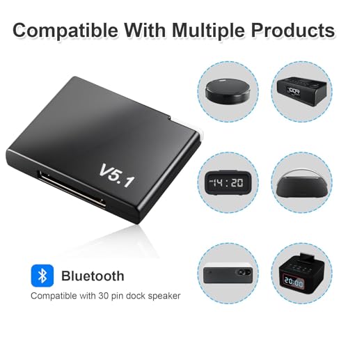 30 Pin Bluetooth Adapter Receiver for Bose iPod Sounddock and Other 30 Pin Dock Speakers, Portable Digital Music System Home Entertainment Speaker, Not for Car or Motorcycle
