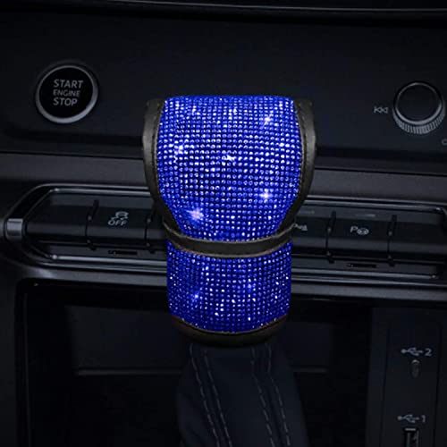 Plush Auto Gear Shift Knob Cover with Crystal Glitter Bling Rhinestones for Girls,Lady Universal Fit (Bling) (Blue) - color: Blue