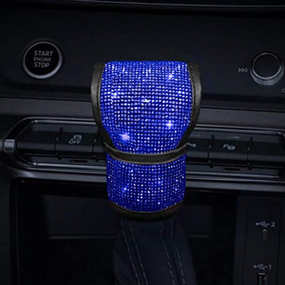 Plush Auto Gear Shift Knob Cover with Crystal Glitter Bling Rhinestones for Girls,Lady Universal Fit (Bling) (Blue) - color: Blue
