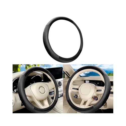 Car Steering Wheel Cover, Anti-Slip Breathable Wheel Cover for Automotive Sport Pattern, 14.5 to 15 Inch Vehicle Interior Steering Protector Accessories, Universal for Truck SUV (Black) - color: Black