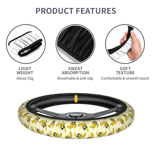 Banana Steering Wheel Covers Non Slip Neoprene Universal 15 Inch Steering Wheel Protector Car Cover for Men Women - color: Banana