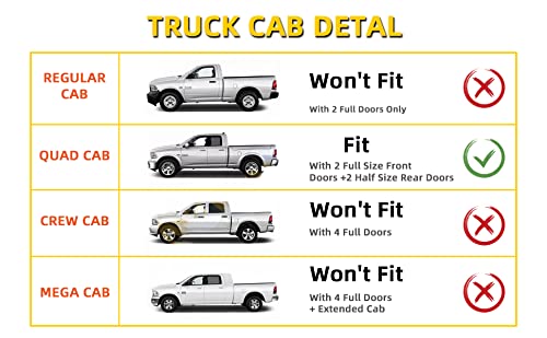 Window Visor Rain Guards Compatible with 2009-2018 Dodge Ram 1500 Quad Cab/Extended Cab,Window Wind Deflector Vent Visors for Trucks Accessories Outside Mount Tape-On 4 Pieces - size: for 2009-2018 Dodge Quad/Extended Cab