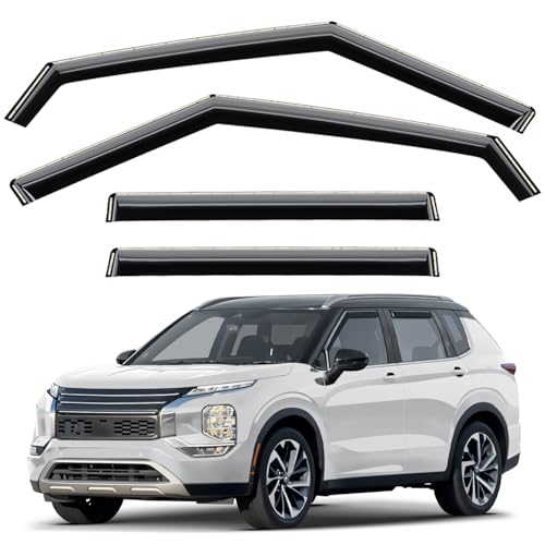 Window Deflectors Smoke Tinted in-Channel Side Window Vent Visor Deflectors Rain Guards Compatible with Mitsubishi Outlander 2022-2026 - 4 pcs. GW0938 - color: For Outlander 22-26