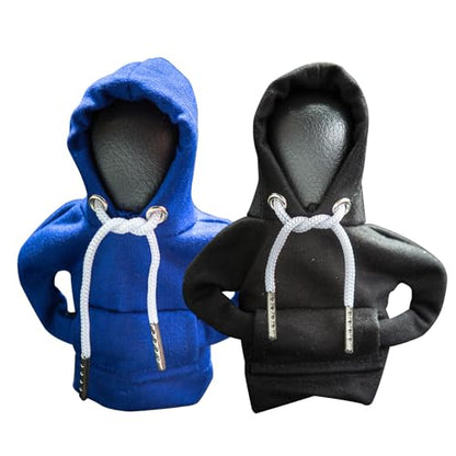 2Pcs Car Shift Knob Hoodie,Gear Shift Hoodie,Funny Sweater Hoodie for Gearshift,Automotive Interior Accessories（Blue and Black） - color: 1*Blue+1*Black