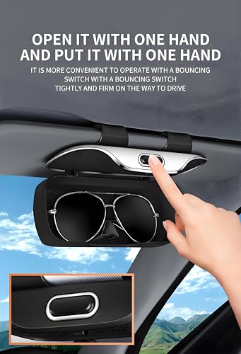 GDQ Sunglasses Holder for Car Visor Glasses Case|Car Sunglass Holder|Eyeglass Holder|Press Silent Shockproof Dustproof (Brown) - color: Brown