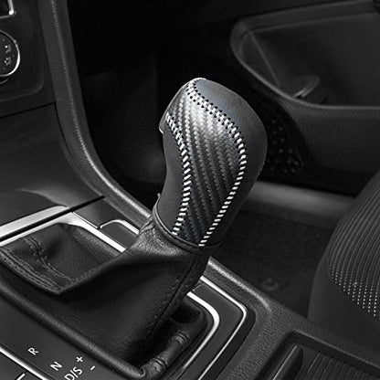 JIECHEN Auto Car Leather Gear Shift Knob Cover for Golf Jetta Passat Tiguan Atlas Beetle GLI Eos CC Golf TDI E-Golf Golf Sportwagen Jetta Hybrid Golf R Golf GTI Jetta Accessories (White) - color: White