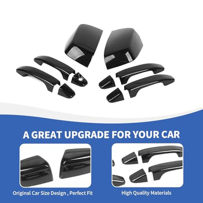 RAZPOY Carbon Fiber Door Handle Cover Rearview Mirror Cover Trim Kit Compatible with Chevy Colorado & GMC-Canyon 2014-2022 - color: Carbon Fiber
