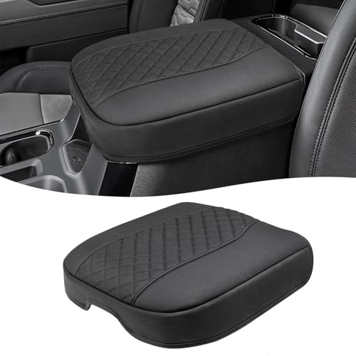 Center Console Cover for Chevy Silverado & GMC Sierra 1500 Accessories 2019-2026, Tahoe & Suburban & Yukon 2021-2026, Vinyl Car Armrest Protector, Floor Console Bucket Seat Only, Anti-Scratch, Black - color: Black, size: Bucket Seat, Silverado & Sierra 20