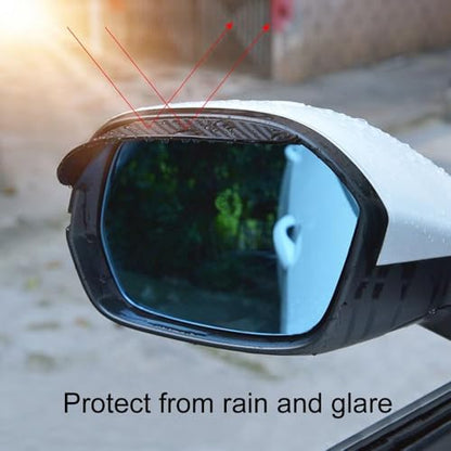 Car Rear View Mirror Rain Visor Guard, Auto Side Mirror Rain Eyebrow Cover,Mirror Visor Guard for Most Car, Truck and SUV,Carbon Fiber (2Pack)