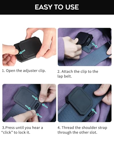 Seat Belt Comfort Pad Clips, Shoulder and Neck Relief, Anti-Slip Snap Design, Universal Fit for Sedan, SUV, Truck, RV, Black, 4 Pack