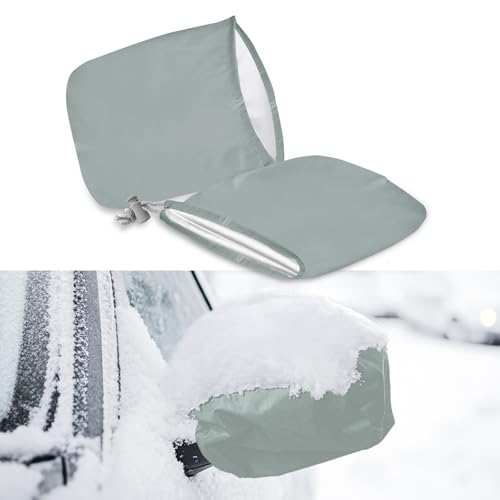 2PCS Car Side Mirror Covers, Side View Mirror Cover, Waterproof Auto Rearview Protector with Drawstring, Car Winter Rearview Guard for Ice Snow Fallen Leaves Fits Most Vehicles (Gray) - color: Gray