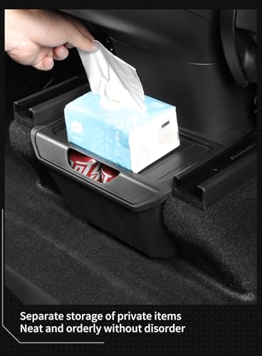 LUCKEASY Rear Center Console Organizer for Tesla Model Y 2021-2024 (Not fit Juniper 2025+) 2nd Row Under Floor Storage Box TPE Connected With ABS Lid Waterproof Model Y Rubbish Bin Anti-scratching - size: 2nd Row Box 1PCS