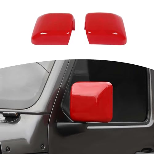 RT-TCZ for Jeep JL Side Mirror Cover Trim Red for Jeep Wrangler JL JLU 2018-Present for Gladiator JT 2020-Present Red Exterior Accessories 2pcs - color: Red