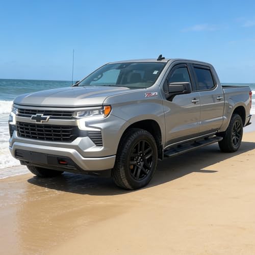 in-Channel Window Rain Guards Window Visors Vent Deflectors Compatible with 2019-2026 Silverado 1500 & Sierra 1500 Crew Cab, Wind Deflector Smoke 4PCS - size: For Silverado/Sierra 1500 Crew Cab