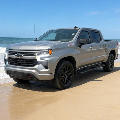 in-Channel Window Rain Guards Window Visors Vent Deflectors Compatible with 2019-2026 Silverado 1500 & Sierra 1500 Crew Cab, Wind Deflector Smoke 4PCS - size: For Silverado/Sierra 1500 Crew Cab