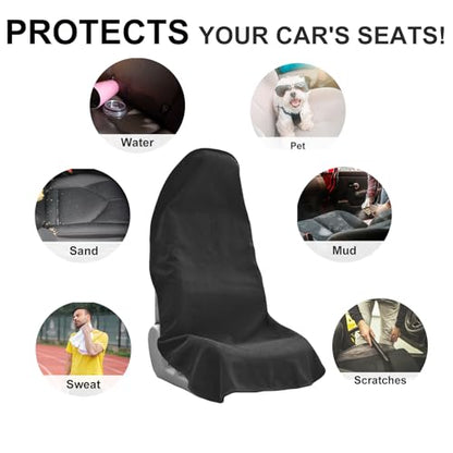 Waterproof Sweat Towel Seat Cover Universal Non-Slip for Car Truck SUV Seat Protector for Pet & Kid Workout Outdoor or Sport Activities，Machine Washable (Black)