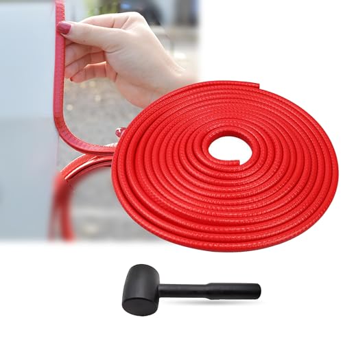 Car Door Edge Guards Red, 32.8Ft(10M) Car Door Edge Protector Rubber U Shape Edge Trim Universal Fit for Jeep Trucks Offroad SUV All Vehicles with Rubber Mallet(Red 32.8FT) - color: Red